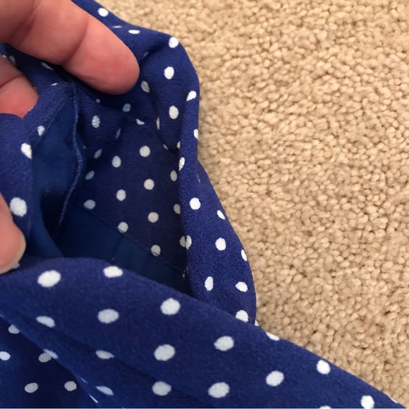 Popsugar Blue Sleeveless Tunic Button Down Top White Polka Dot Womens Medium - Picture 6 of 8